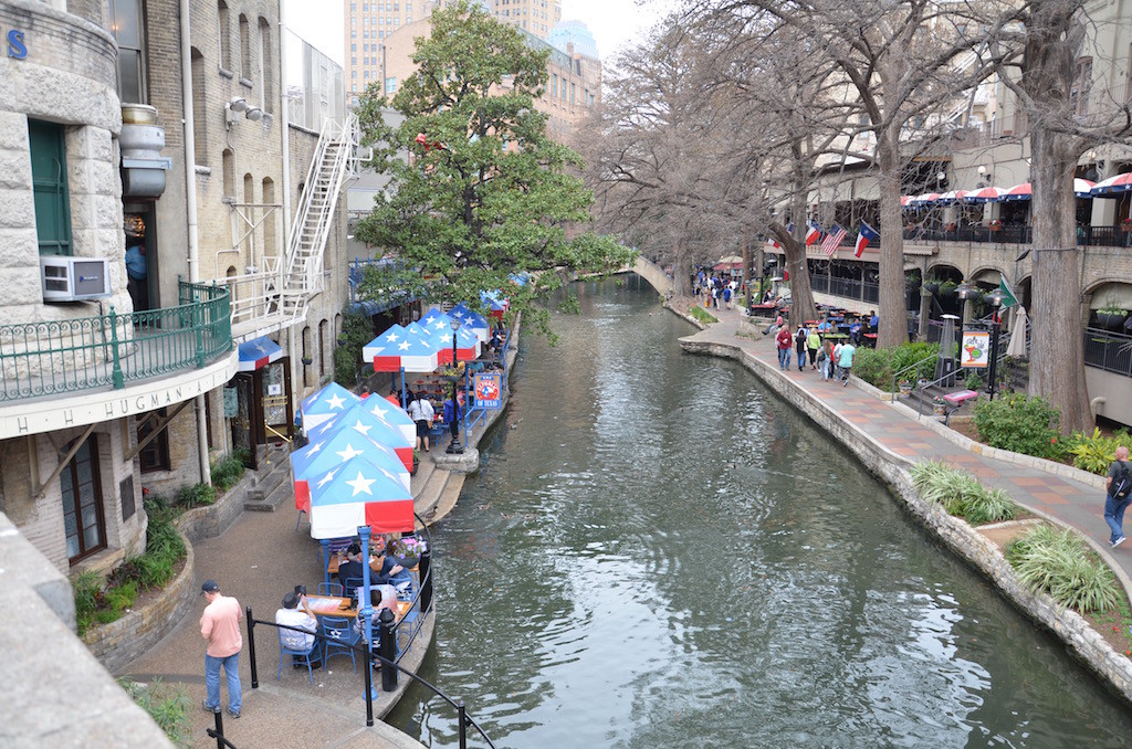 View from the street above of The Republic of Texas restaurant.