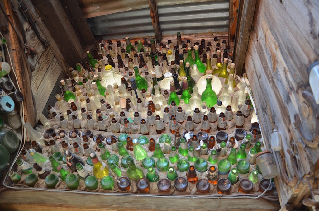 The inside of the front bottle wall.