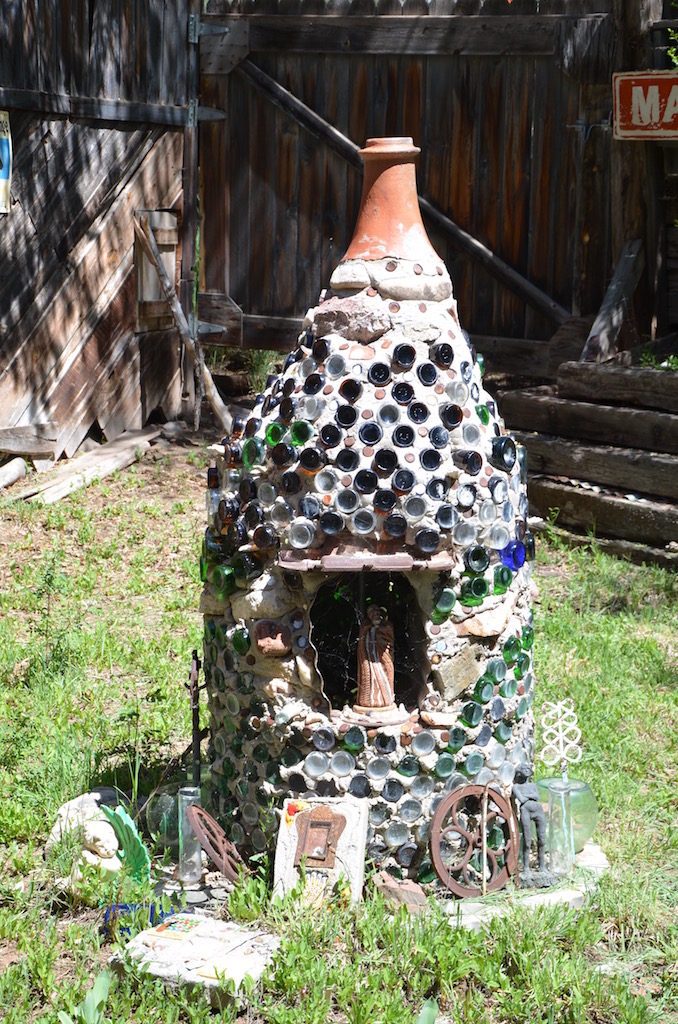 Even an outdoor fireplace made from bottles!