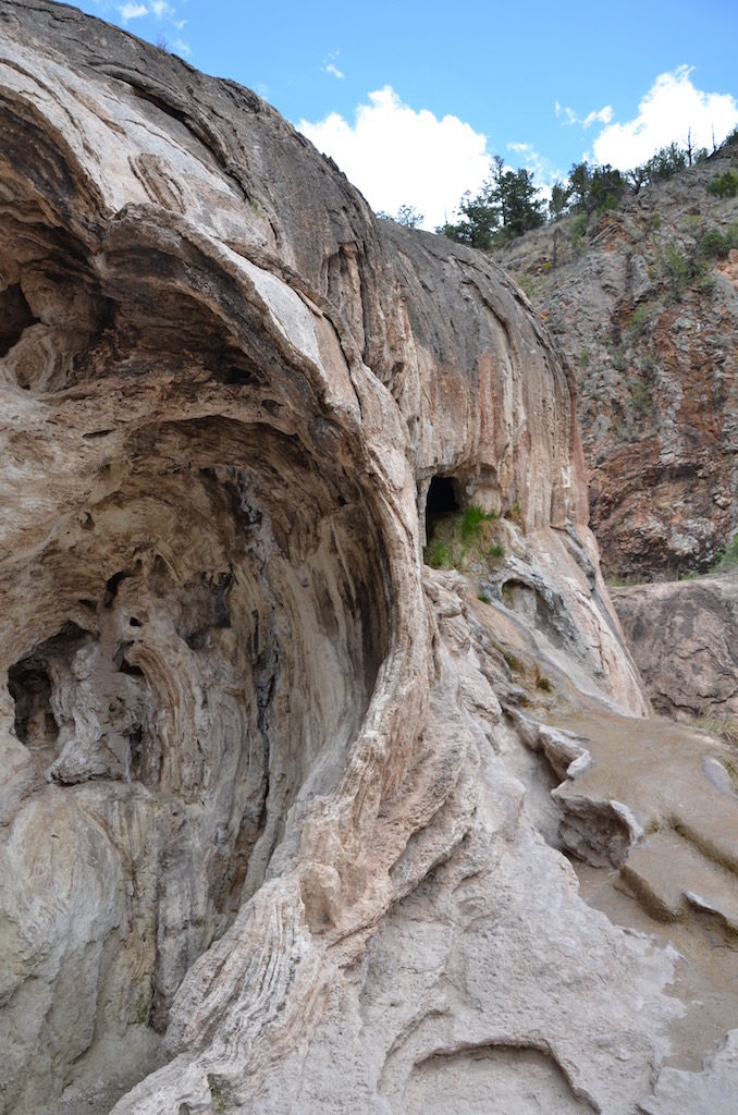 A close-up view of the interesting rock formations.