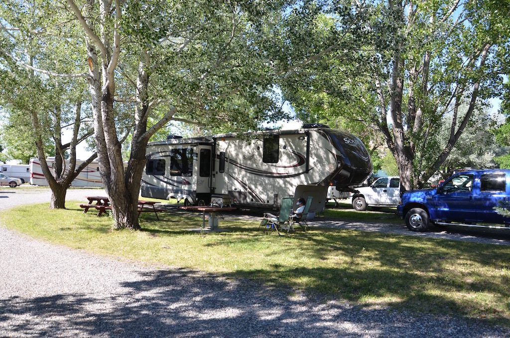 Our campsite, cleverly shot to keep out the freeway and railroad next door!