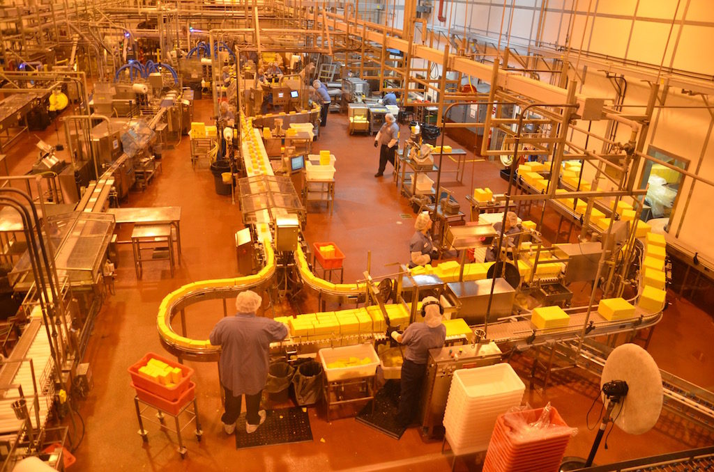 The factory floor from the observation area above.