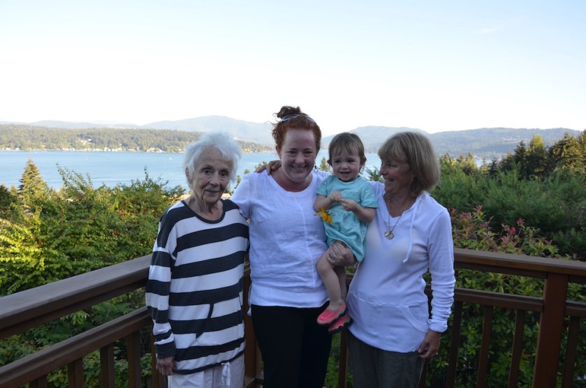 Four generations; Jan, grandma; Elise, grand daughter; Meribelle, great grand daughter; and Cindy, daughter 