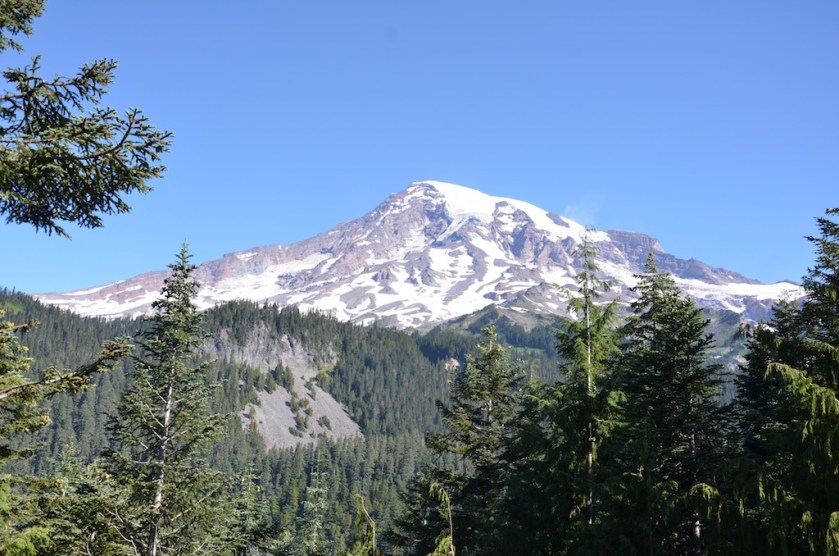 View of Mount Rainier from the lodge.