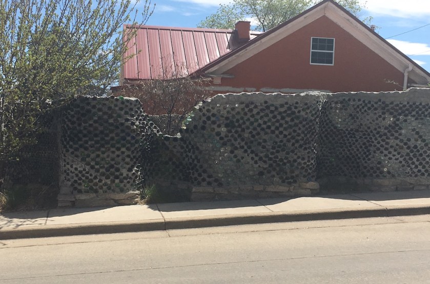 Jan's cousin Harry's house. He's in the process of building the wall of bottles; pretty cool!